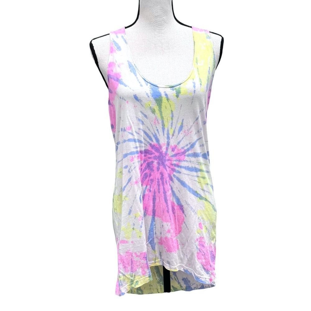 CHASER WHITE, PINK, YELLOW, BLUE TIE DYE RACERBACK TUNIC TANK TOP